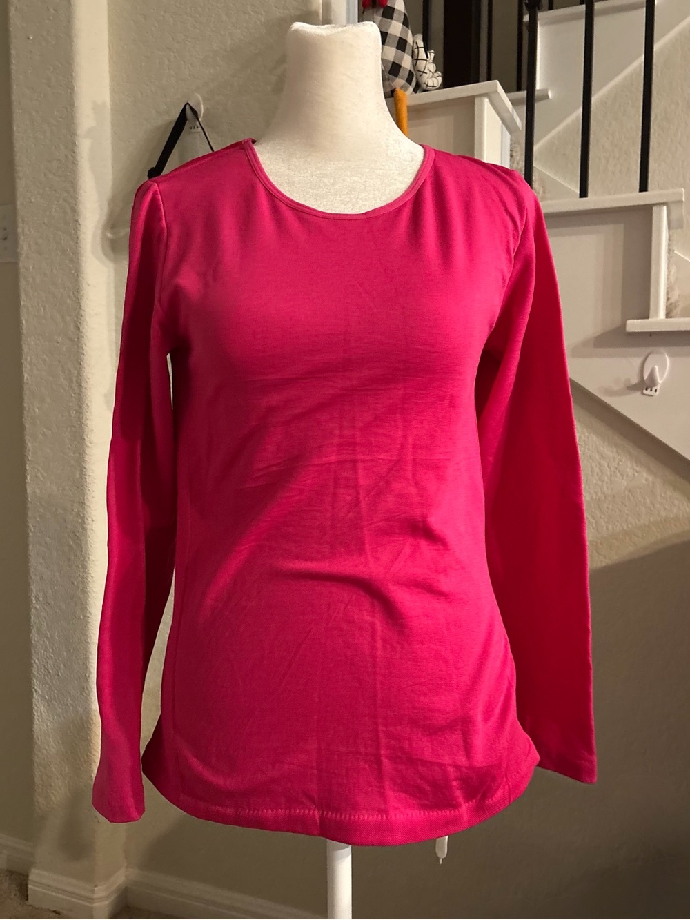 Women's Long Sleeve Crewneck Tee in Vibrant Pink